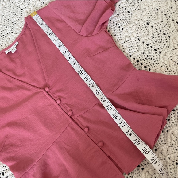 Topshop Peplum Button Down Flutter Short Sleeve Blouse Top Pink (Size 4) date - Picture 5 of 8